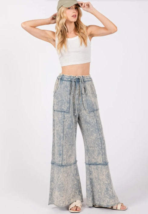 SAGE FIG Mineral Washed Terry Wide Leg Pants